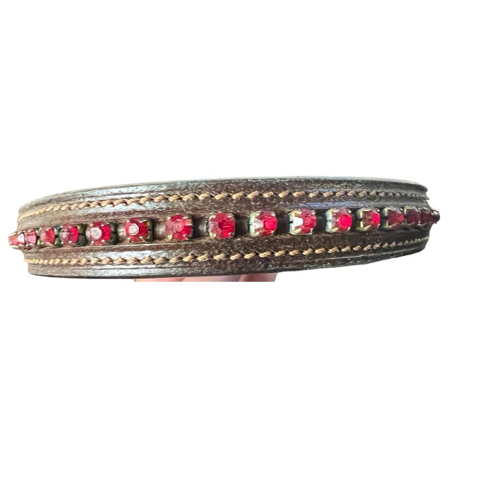 English Bridle brow band red gems